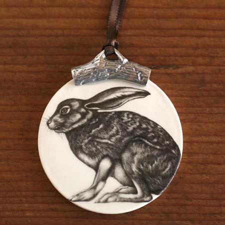 Crouching Hare Ornament by Laura Zindel Design