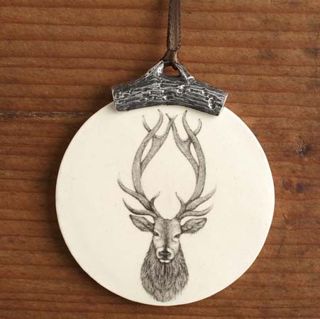 Red Stag Ornament by Laura Zindel Design