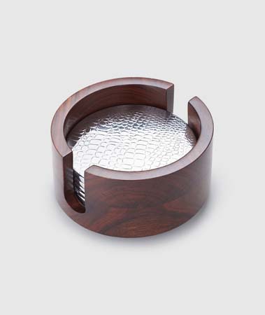 Kenya Wood 6 Coaster Set with Crocodile Pattern by Mary Jurek Design