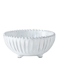 Incanto White Stripe Footed Bowl by Vietri