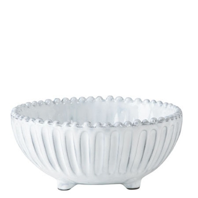 Incanto White Stripe Footed Bowl by Vietri