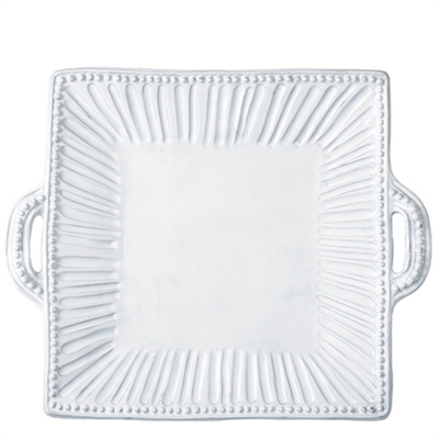 Incanto White Stripe Square Handled Platter by Vietri