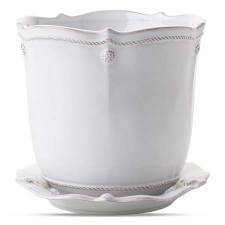 Berry & Thread Whitewash 7" Planter & Saucer by Juliska