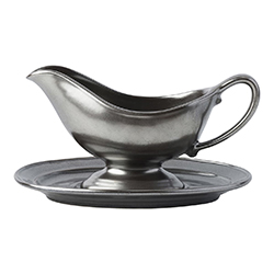 Juliska - Pewter Stoneware Sauce Boat and Stand