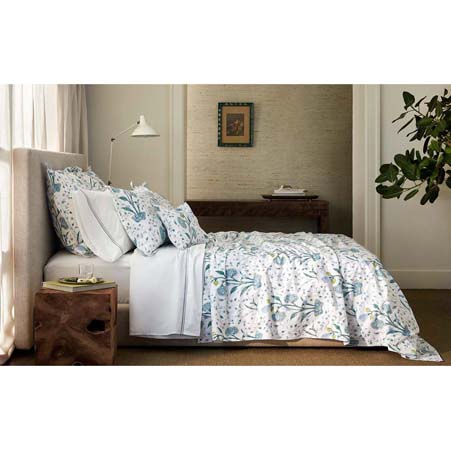 Khilana Blue Fitted Sheet Luxury Bed Linens by Matouk