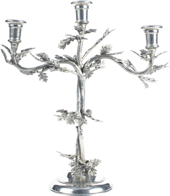 3 Socket Oak Leaf Candelabrum by Vagabond House