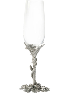 Acorn/Oak Leaf Pewter Stem Champagne Flute by Vagabond House