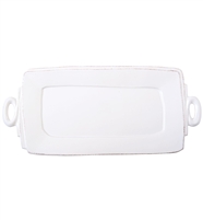 Lastra White Handled Rectangular Platter by Vietri
