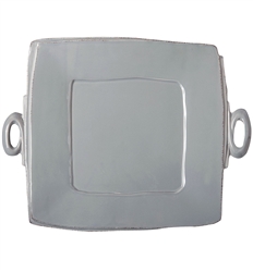 Lastra Gray Handled Square Platter by Vietri