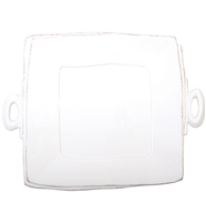 Lastra White Handled Square Platter by Vietri
