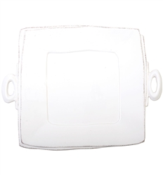 Lastra White Handled Square Platter by Vietri