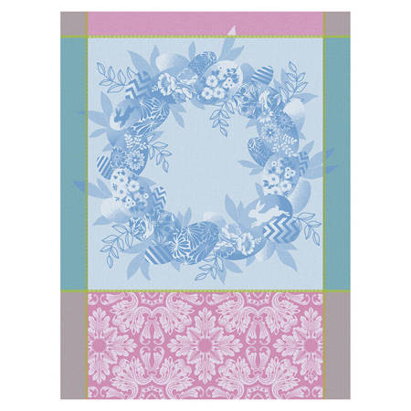 Le Jacquard Francais - LEJACQ-COUR-TEATL - Tea towel Easter Wreath Blue 24"x31" 100% cotton