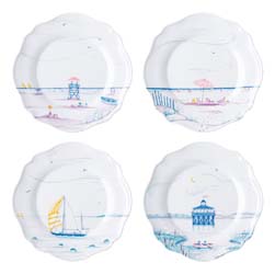 Country Estate Seaside Melamine Dessert/Salad Plates, Assorted Set of 4 by Juliska