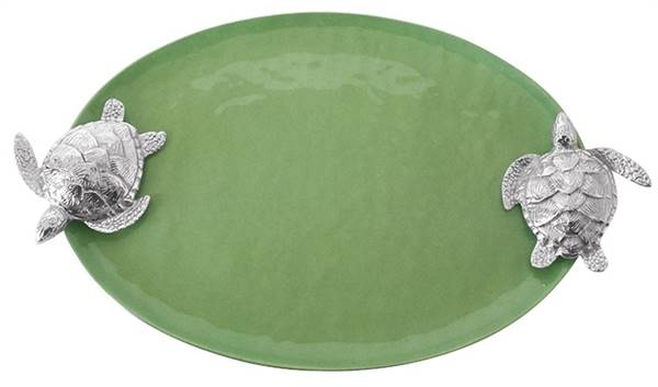 Green Sea Turtle Handled Tray by Mariposa