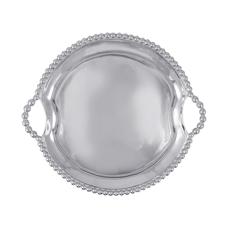 Pearled Round Handled Tray by Mariposa