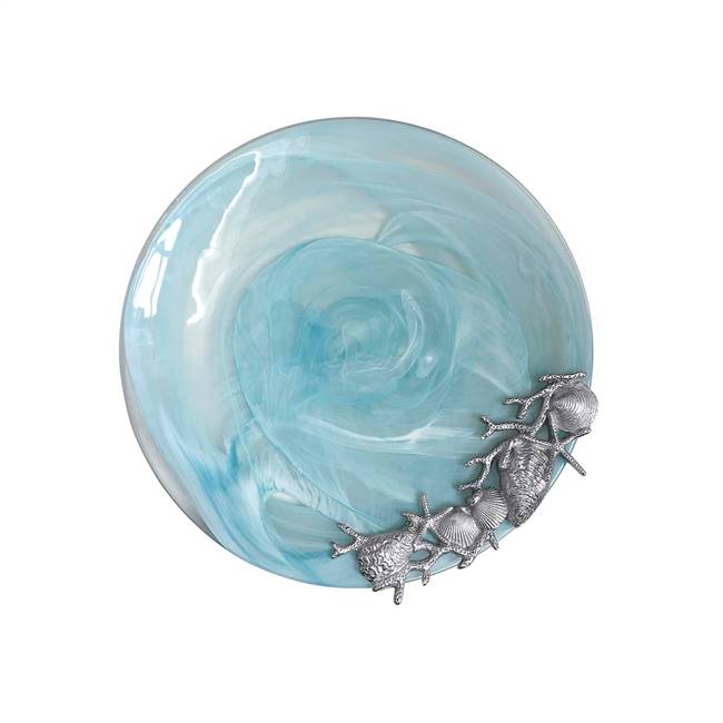 Aqua Shell Alabaster Platter by Mariposa