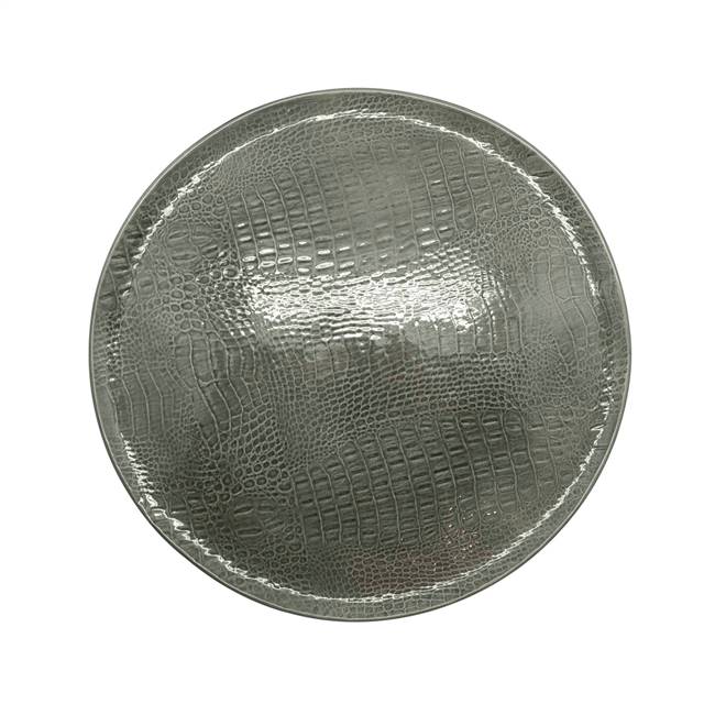 Gray Crocodile Ceramic Round Platter by Mariposa