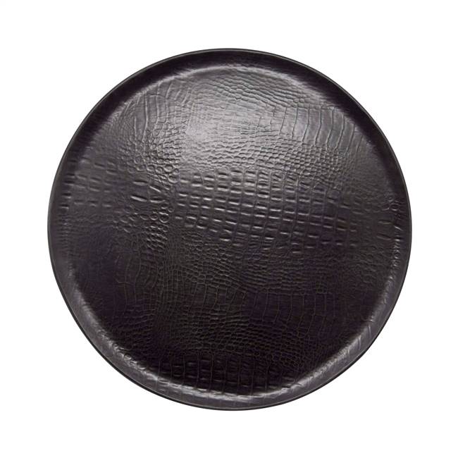 Black Crocodile Ceramic Round Platter by Mariposa