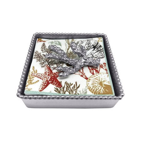 Mariposa - Coral Napkin Beaded Napkin Box
