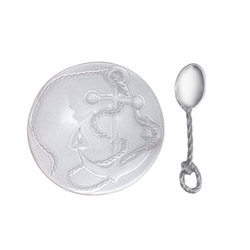 Mariposa - Anchor Ceramic Nut Dish With Rope Spoon