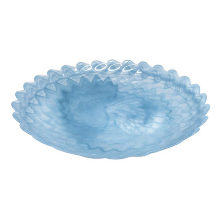 Mariposa - Alabaster Aqua Large Scallop Rim Bowl