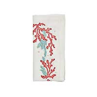 Kim Seybert - Coral Spray Napkin in White, Coral & Turquoise - Set of 4