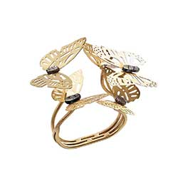 Kim Seybert - Butterfly Garden Napkin Ring in Gold & Silver - Set of 4