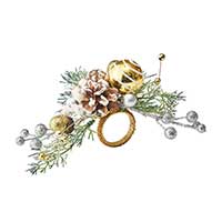 Kim Seybert - Christmas Wonder Napkin Ring in White & Gold - Set of 4