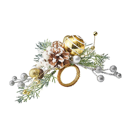 Kim Seybert - Christmas Wonder Napkin Ring in White & Gold - Set of 4
