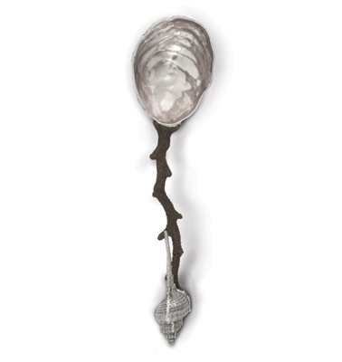 Pewter and Bronze Oyster Coral Serving Spoon  by Vagabond House