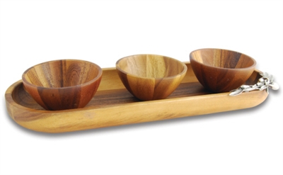 Olive Baguette Tray with Wood Bowls by Vagabond House