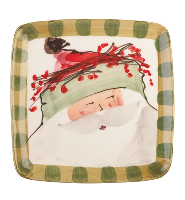 Old St. Nick Green Hat Square Salad Plate by VIETRI