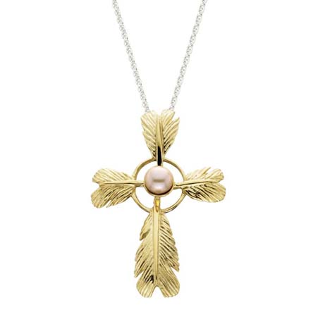 Feather Cross Large Pendant by Grainger McKoy