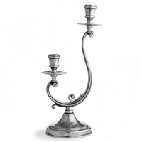 Arte Italica -Vintage Pewter 2-Arm Candleholder