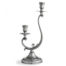 Arte Italica -Vintage Pewter 2-Arm Candleholder