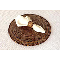 Round Placemat with Beads Dark Walnut - Set of 4 by Calaisio