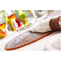 Round Placemat with Beads Orange - Set of 4 by Calaisio