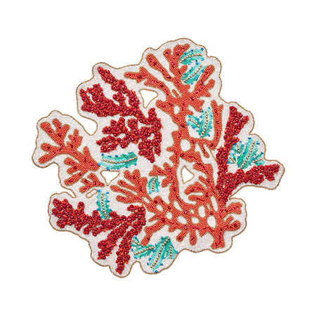 Kim Seybert - Coral Spray Placemat in Coral & Turquoise - Set of 2