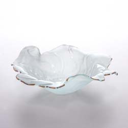 Poppy 11.50" Frosted with 24kt Gold Trim Medium Bowl by Annieglass