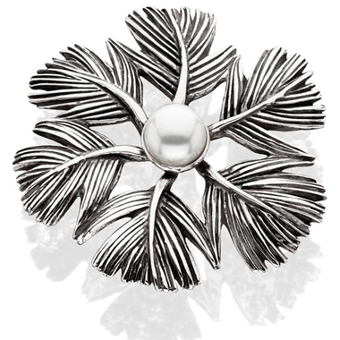 Feather Wreath Pin and Pendant with Pearl - Silver by Grainger McKoy