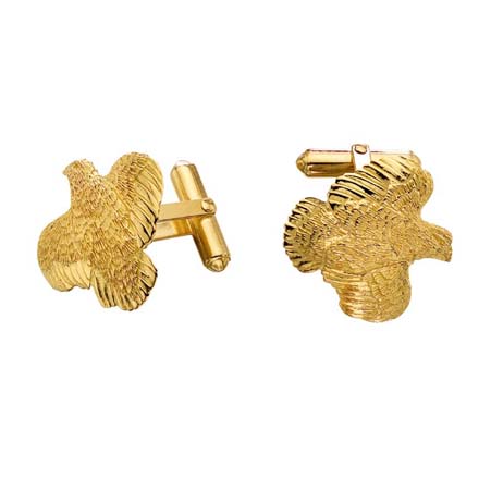 Quail Cufflinks in 14K and 18K Gold by Grainger McKoy