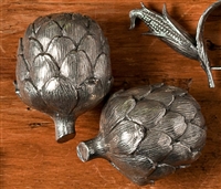 Artichoke Pewter Salt and Pepper Shakers by Vagabond House