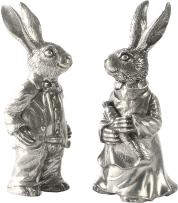 Dressed Rabbits Pewter Salt and Pepper Shakers by Vagabond House