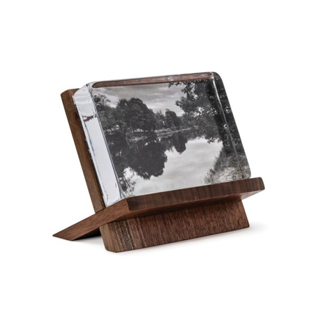 Simon Pearce - Woodbury Horizontal Photo Block With Wood Base 4" X 6"