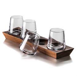 Ludlow Whiskey Glass Set with Wood Base by Simon Pearce
