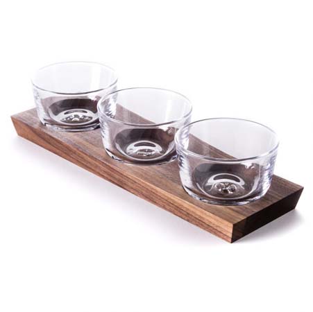 Ludlow Nut Bowl Set with Wood Base - Set of 3 by Simon Pearce