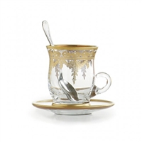 Arte Italica - Vetro Gold Cup & Saucer (with Spoon)