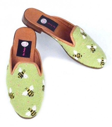 ByPaige - Bumblebees on Lime Needlepoint Mule