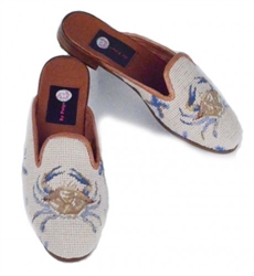 ByPaige - Crab on Tan Needlepoint Mule