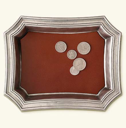 Pocket Change Tray with Leather Insert by Match Pewter